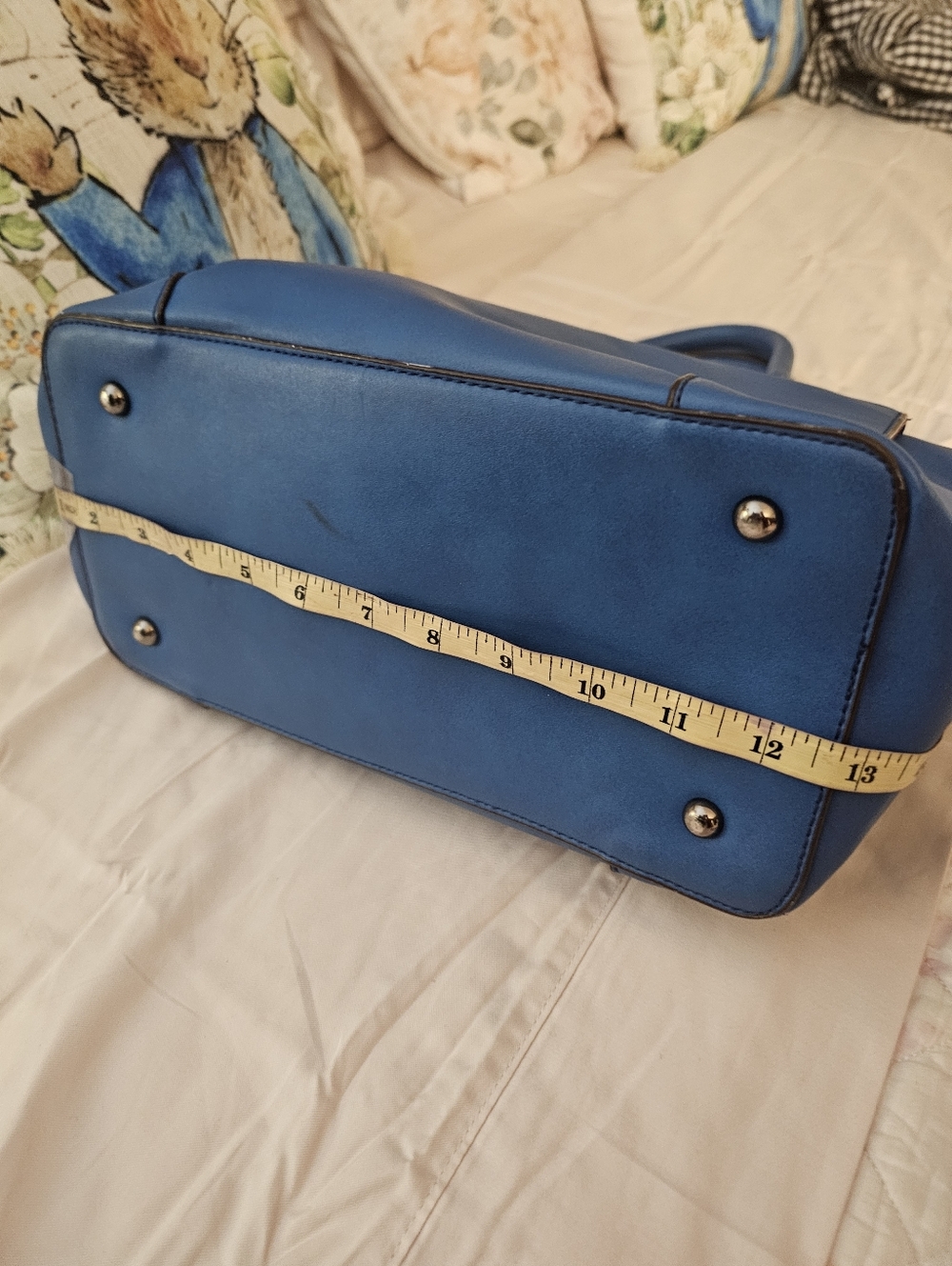 Prada Blue Studded Leather Tote - Picture 13 of 14
